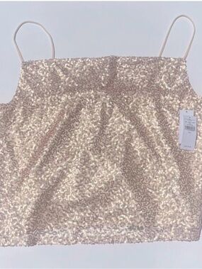 NWT American Eagle Outfitters Sequin Spaghetti Strap Cami -Blush size L